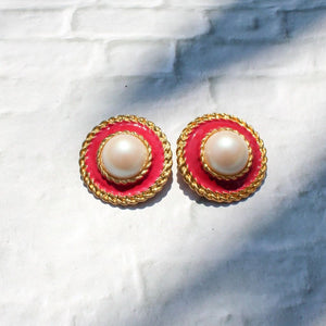 Vintage Pink Enamel Earrings, 1980s