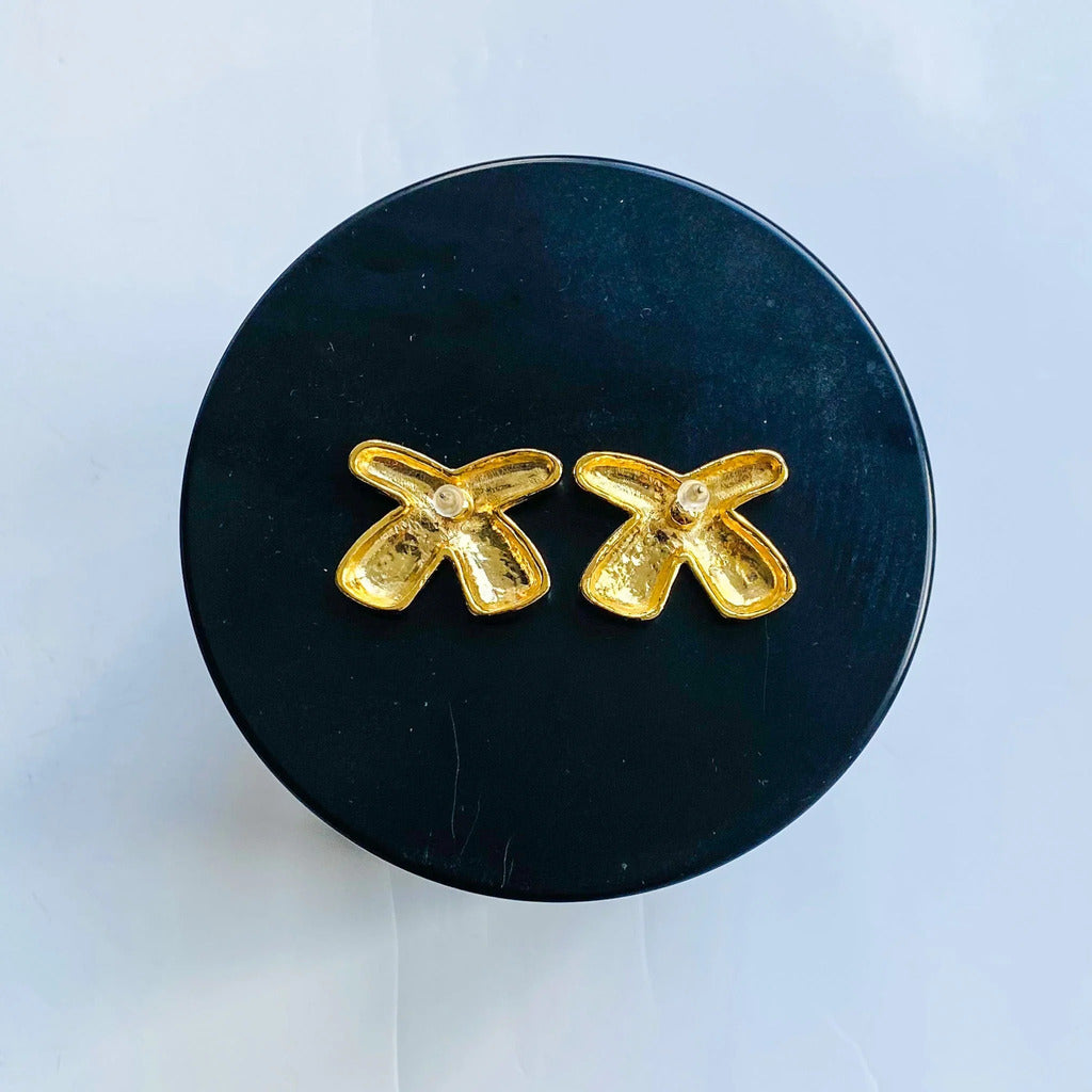 Gold Plate Criss Cross Earrings, 1980s