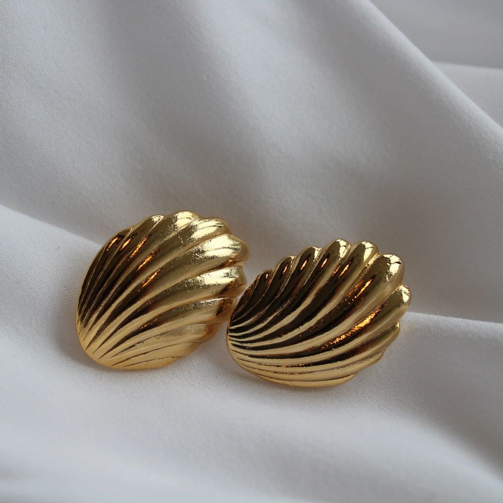 18ct Gold Plated Shell Earrings, 1980s