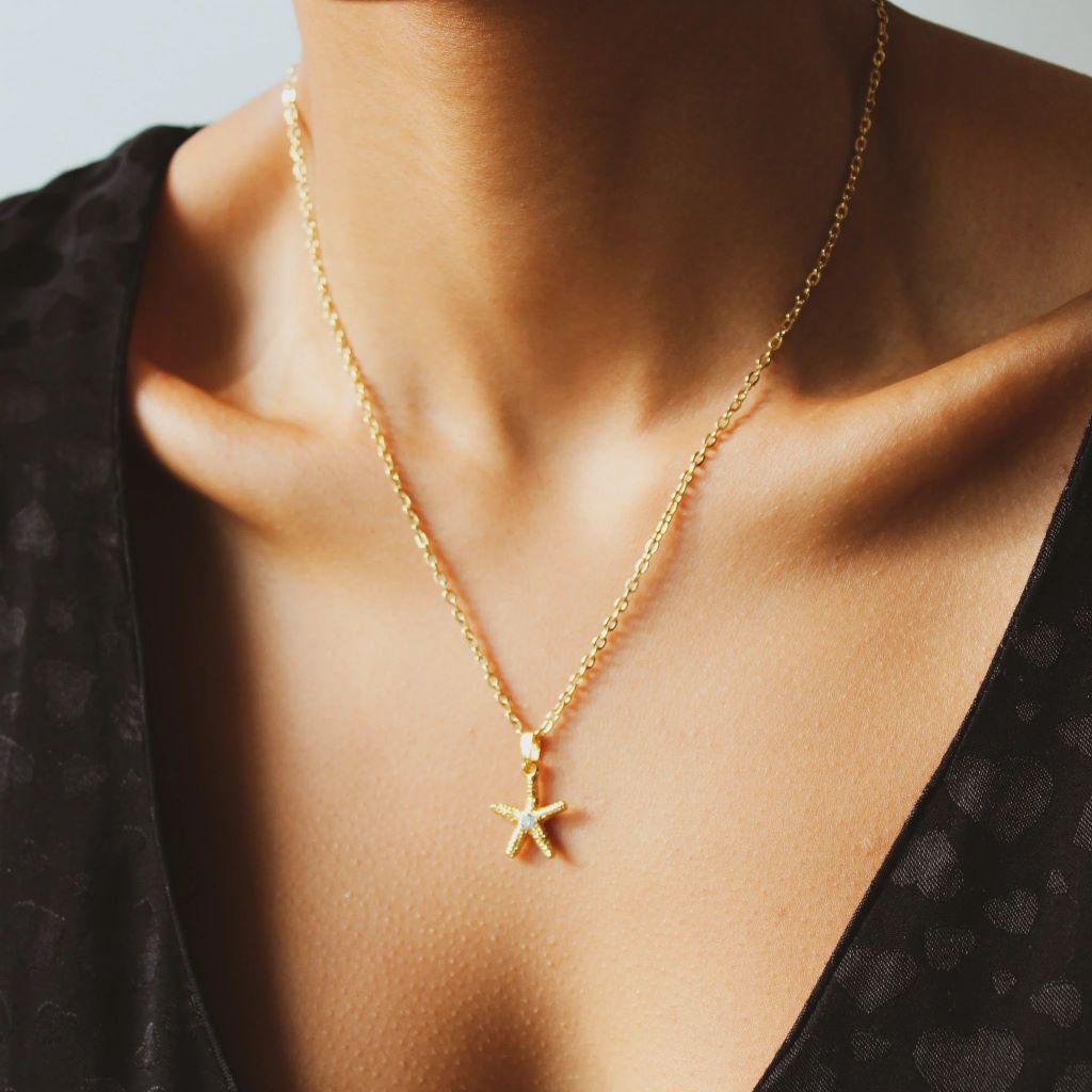 18ct Gold Plated Starfish Pendant Necklace, 1980s