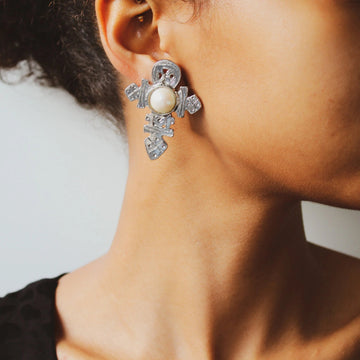 Silver Plated Cross Clip On Earrings, 1990s