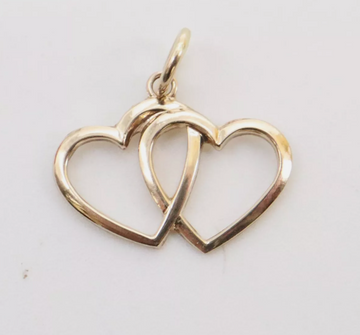 Vintage 9ct Gold Double Heart Charm