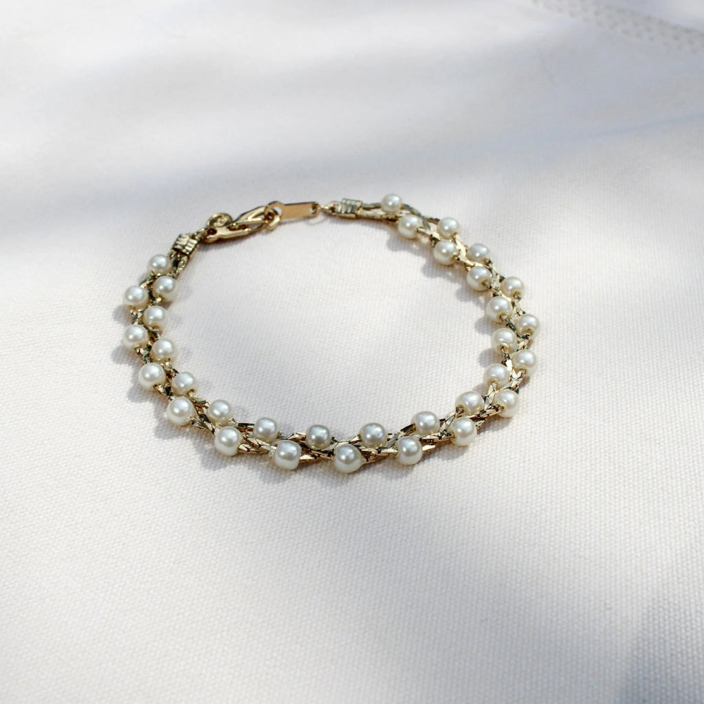 Monet Gold Plate and Pearl Bracelet, 1980s
