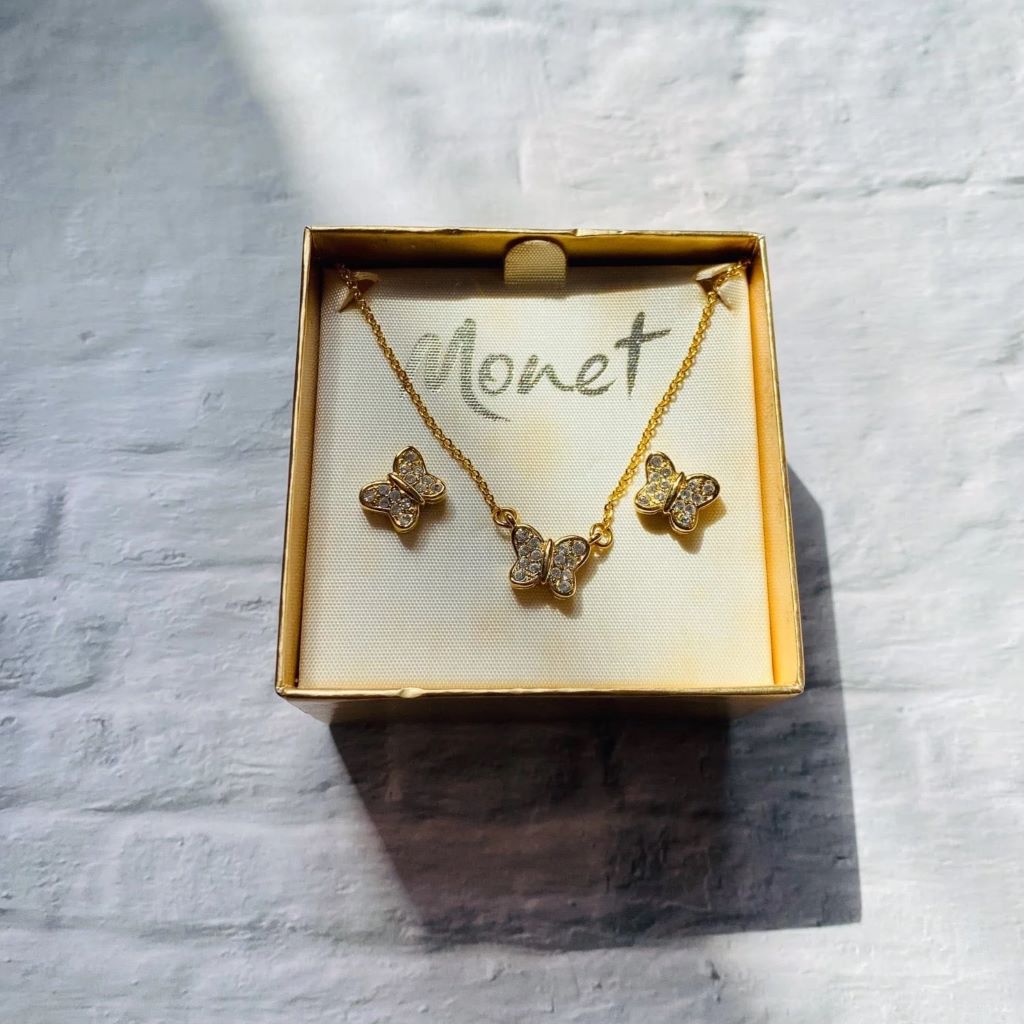 Monet Necklace and Earrings Set, 1980s