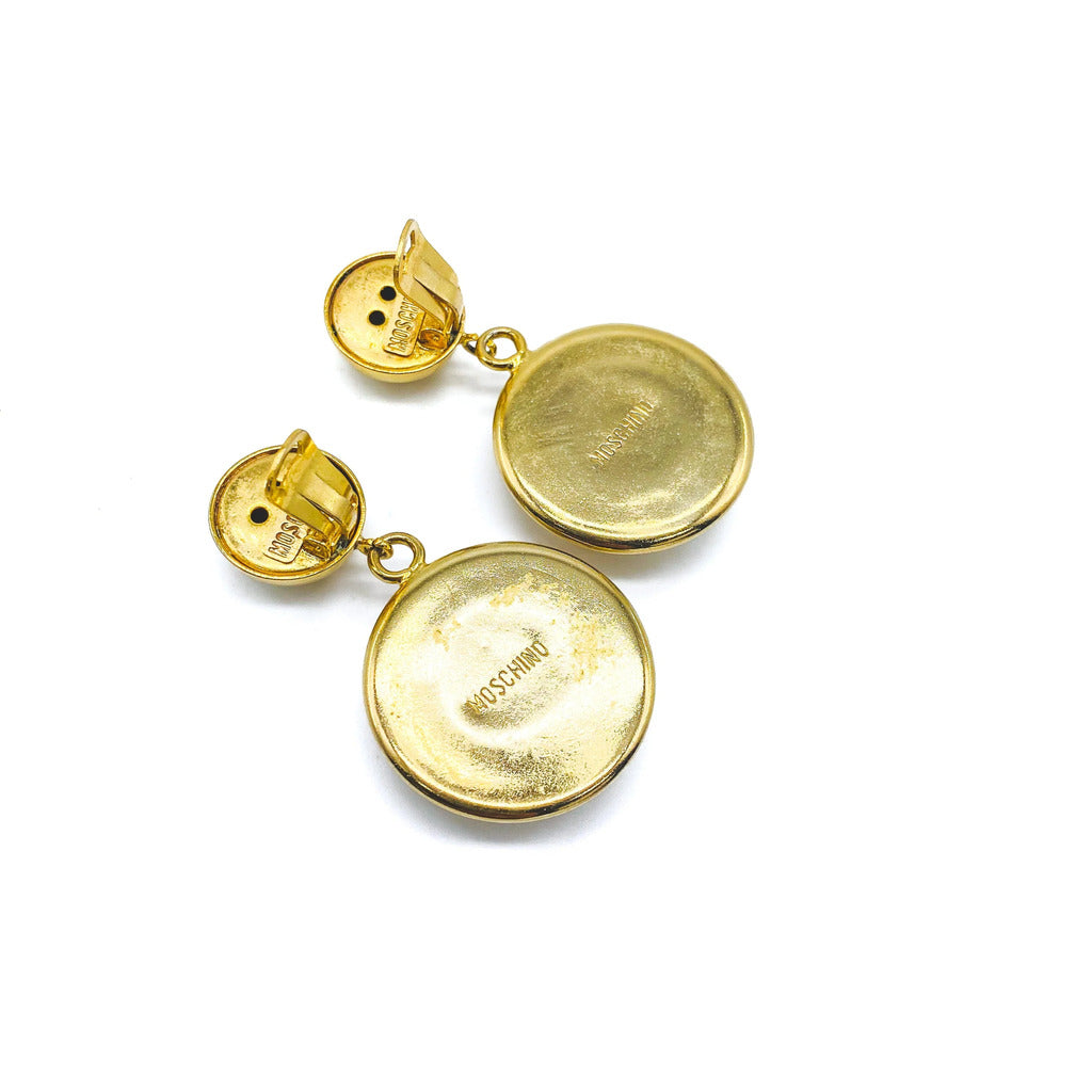 Moschino Gold Plate and Lucite Clip On Earrings, 1990s