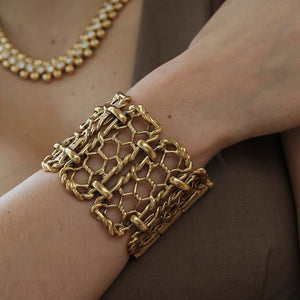 Yves Saint Laurent Gauche, Vintage Wide Gold Chain Bracelet, 1980s