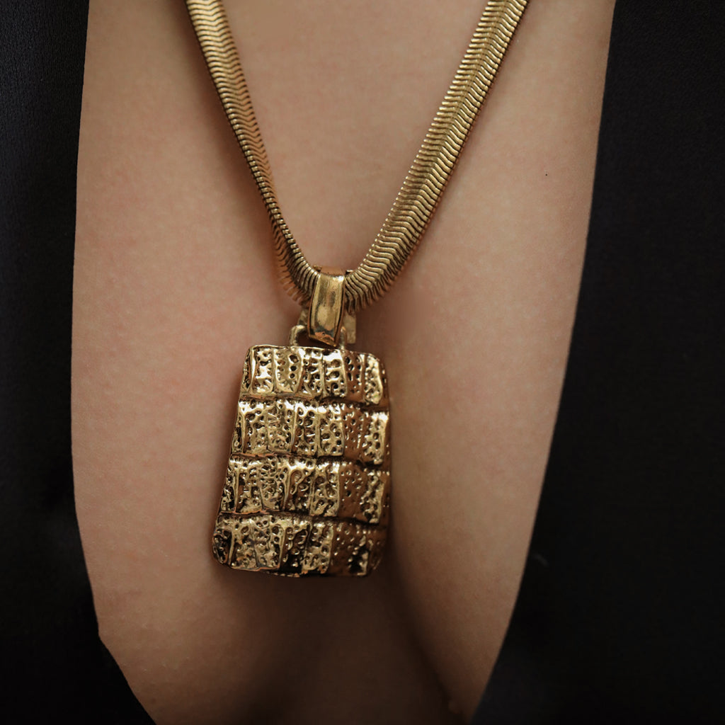 Yves Saint Laurent, Gold Plated Pendant Necklace with Snake Chain, 1980s
