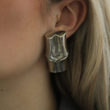 Yves Saint Laurent, Silver Bamboo Earrings, 1980s