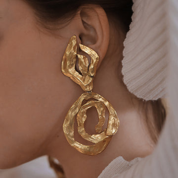 Yves Saint Laurent, Oversized Gold Plated YSL Statement Earrings, 1980s