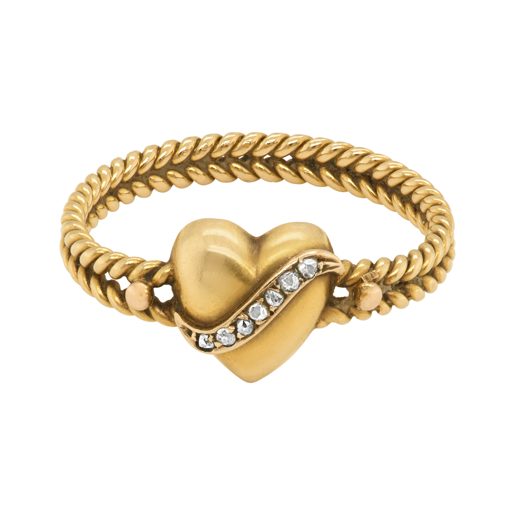 Victorian 18ct Gold and Diamond Heart Ring