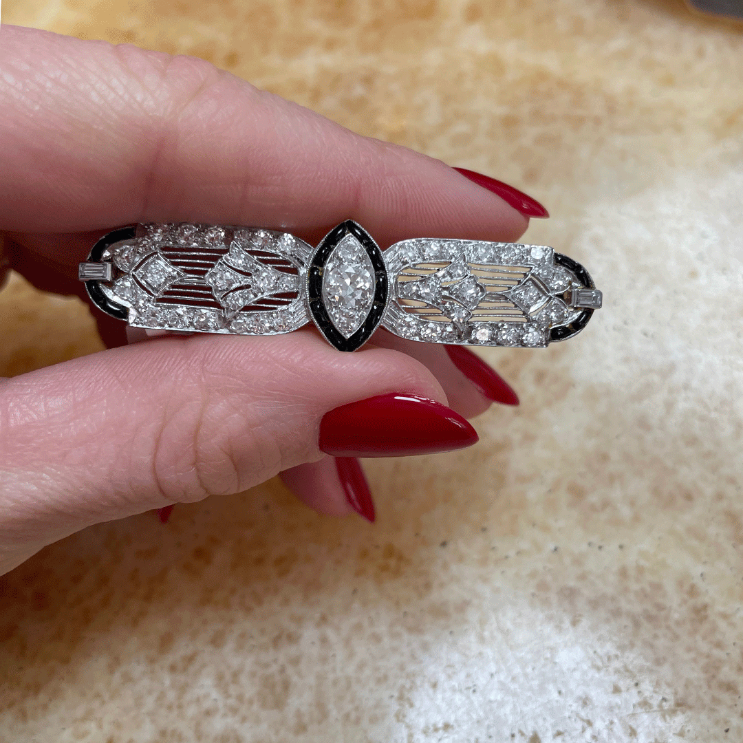 Art deco hot sale diamond brooch