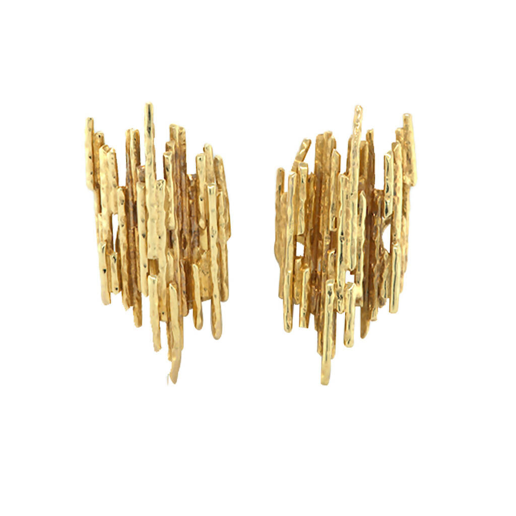 Signed Textured Gold Day and Night Earrings, with Detachable Tops, Andrew Grima, 1960s-70s