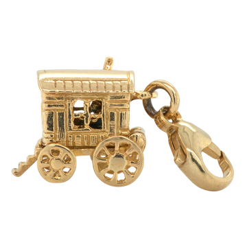 Vintage 9ct Yellow Gold Travellers Caravan Charm / Pendant