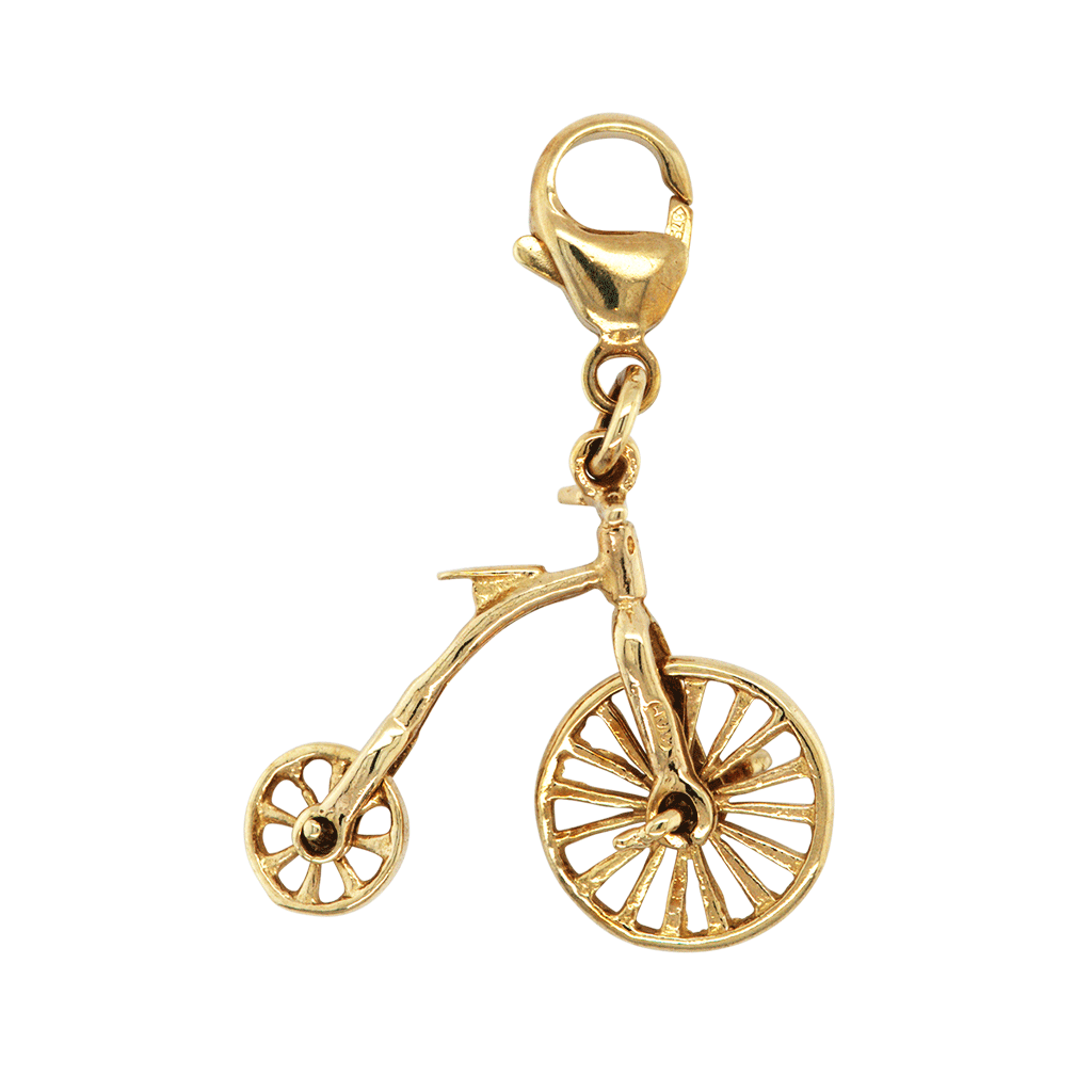 Vintage 9ct Yellow Gold Penny Farthing Charm / Pendant