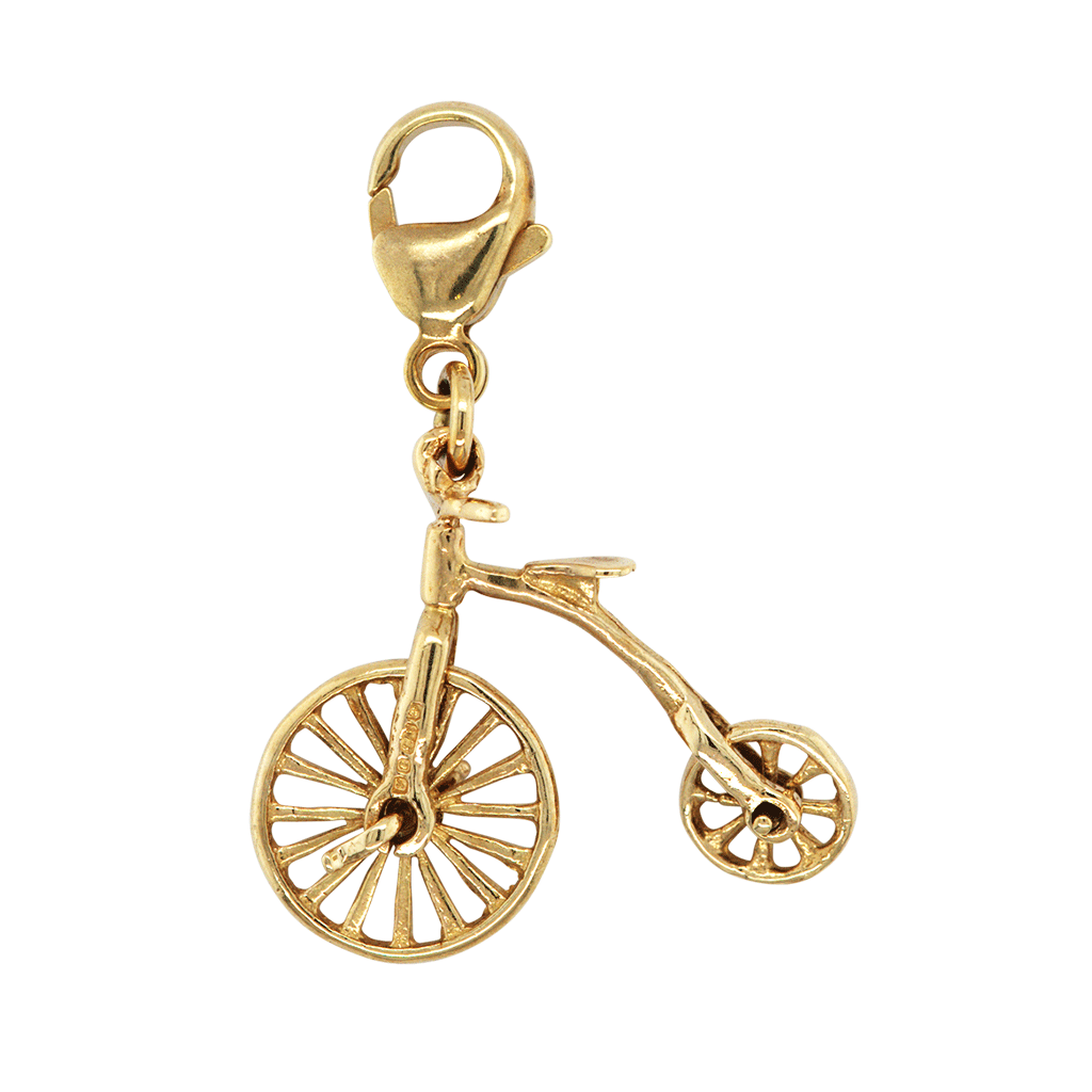 Vintage 9ct Yellow Gold Penny Farthing Charm / Pendant