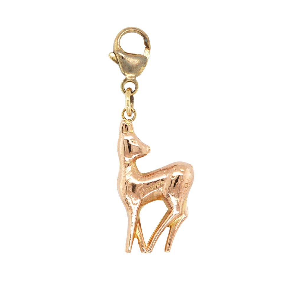 9ct Rose Gold Fawn Charm / Pendant, 1940s
