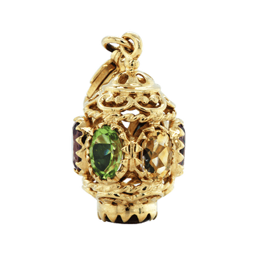 Vintage 9ct Yellow Gold and Gem-Set Charm / Pendant