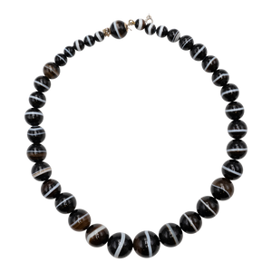 Late 19th Century, Banded Agate Bead Necklace