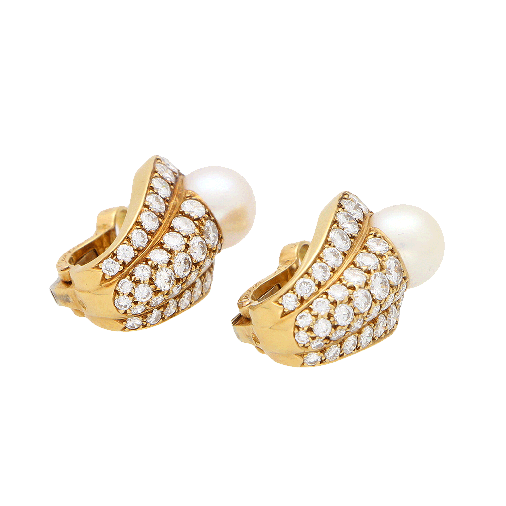 Cartier Pearl and Diamond Earrings, ca.1970's