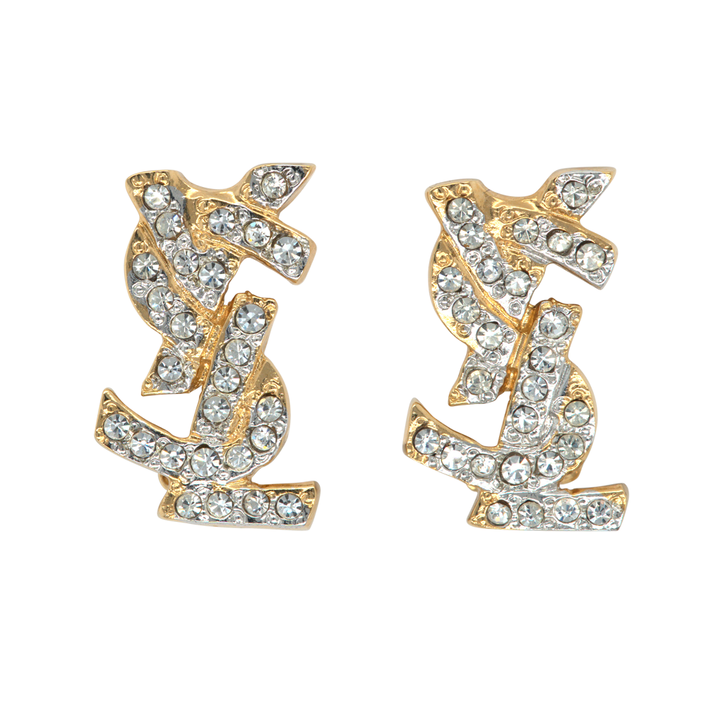 Very Rare YSL Diamante Logo Earrings