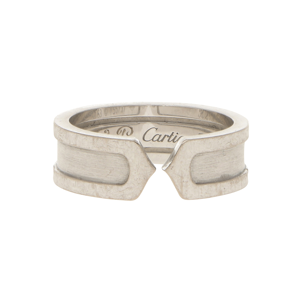 A Signed Cartier Double C Man’s Ring, 18 Carat White Gold, ca. 2010