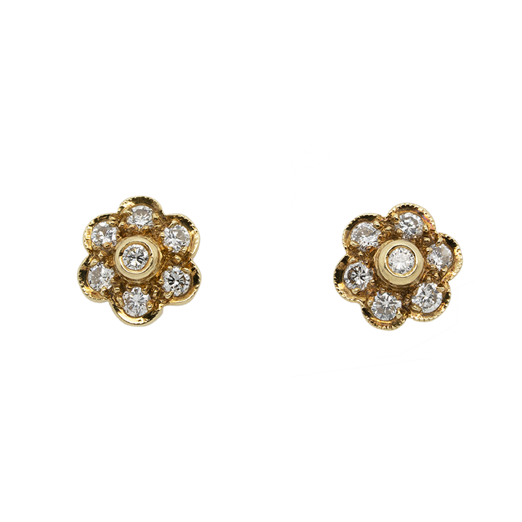 Vintage Diamond Flowerhead Cluster Earrings