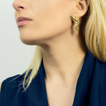 Signed Textured Gold Day and Night Earrings, with Detachable Tops, Andrew Grima, 1960s-70s